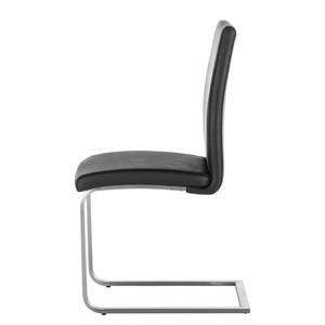 Chaises cantilever Augusta I (lot de 2) Cuir véritable - Cuir Aude: Noir - Sans accoudoirs