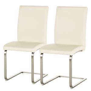 Chaises cantilever Augusta I (lot de 2) Cuir véritable - Cuir Aude: Créme - Sans accoudoirs