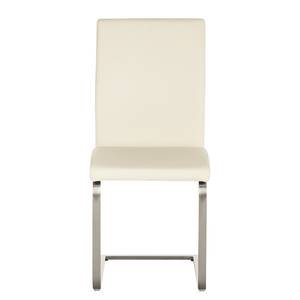 Chaises cantilever Augusta I (lot de 2) Cuir véritable - Cuir Aude: Créme - Sans accoudoirs