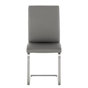 Chaises cantilever Augusta I (lot de 2) Cuir véritable - Cuir Aude: Gris - Sans accoudoirs