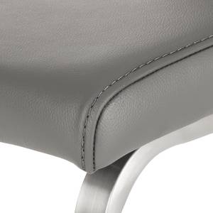 Chaises cantilever Augusta I (lot de 2) Cuir véritable - Cuir Aude: Gris - Sans accoudoirs