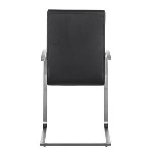 Chaises cantilever Augusta I (lot de 2) Cuir véritable - Cuir Aude: Noir - Avec accoudoirs