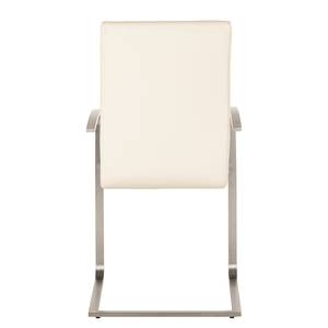 Chaises cantilever Augusta I (lot de 2) Cuir véritable - Cuir Aude: Créme - Avec accoudoirs