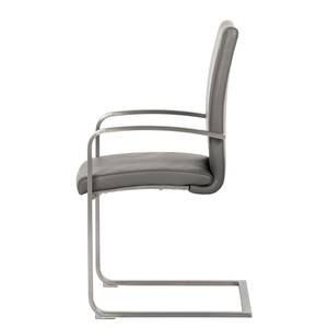 Chaises cantilever Augusta I (lot de 2) Cuir véritable - Cuir Aude: Gris - Avec accoudoirs