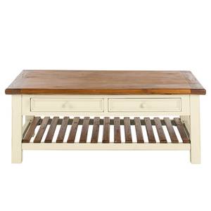 Witte salontafel Boddo Bruin - Wit - Massief hout - Hout - 140 x 55 x 80 cm