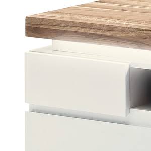 Mobile TV Roble III (con illuminazione) Bianco opaco/Elemento a contrasto in legno massello di quercia selvatica