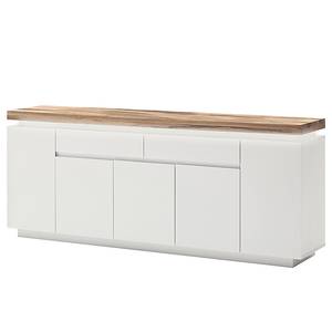 Buffet Roble III avec éclairage - Blanc mat / chêne sauvage massif