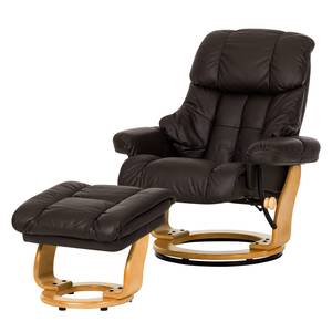 Fauteuil relax et repose-pieds Grunewald Cuir véritable - Marron - Marron clair