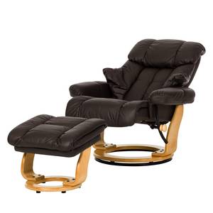 Fauteuil relax et repose-pieds Grunewald Cuir véritable / Imitation cuir - Marron - Marron clair