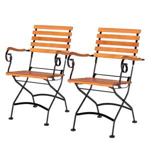 Chaises Schlossgarten I (lot de 2) Lot de 2- Acier plat / Eucalyptus massif