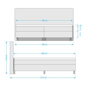 Boxspringbett Golden Night Webstoff - Grau - 180 x 200cm - H2