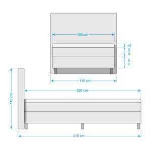 Boxspringbett Golden Night Webstoff - Grau - 100 x 200cm - H2