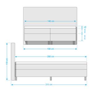 Boxspringbett Golden Night Webstoff - Grau - 140 x 200cm - H2