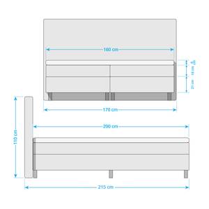 Boxspringbett Golden Night Webstoff - Grau - 160 x 200cm - H2