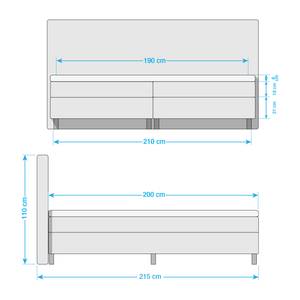 Boxspring Golden Night geweven stof - Grijs - 200 x 200cm - H3 medium