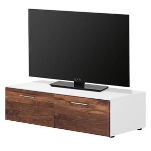 Meuble TV Solano III Partiellement en bois massif - Noix / Blanc