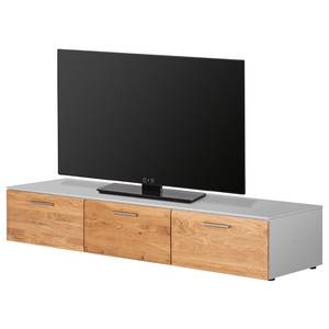 Meuble TV Solano IV Partiellement en bois massif - Chêne noueux / Gris platine