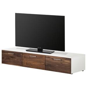 Meuble TV Solano IV Partiellement en bois massif - Noix / Blanc