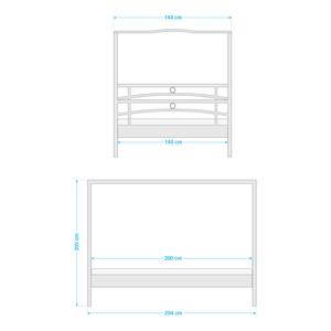 Hemelbed Olbia zwart/lichtbeige - 140 x 200cm