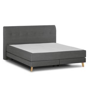 Boxspring Mälby geweven stof - Antraciet - 140 x 200cm