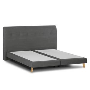 Boxspring Mälby geweven stof - Antraciet - 140 x 200cm