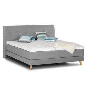 Lit boxspring Mälby Tissu - Gris clair - 140 x 200cm