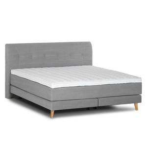 Lit boxspring Mälby Tissu - Gris clair - 140 x 200cm