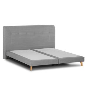 Boxspring Mälby geweven stof - Lichtgrijs - 140 x 200cm