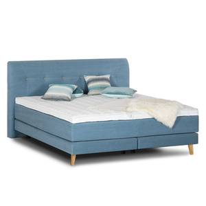 Lit boxspring Mälby Tissu - Bleu clair mat - 180 x 200cm