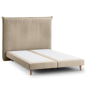 Boxspring Avellino I geweven stof - Geweven stof Meara: Modder - 140 x 200cm - H2 zacht