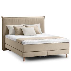 Lit boxspring Avellino I Tissu - Tissu Meara: Boue - 160 x 200cm - D2 souple