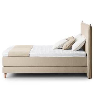 Lit boxspring Avellino I Tissu - Tissu Meara: Boue - 160 x 200cm - D2 souple