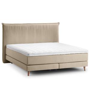 Lit boxspring Avellino I Tissu - Tissu Meara: Boue - 180 x 200cm - D2 souple