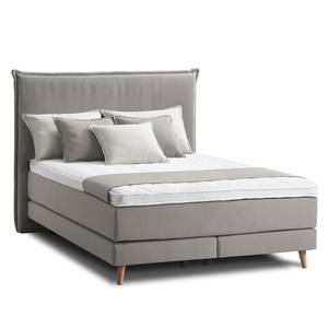 Lit boxspring Avellino I Tissu - Tissu Meara: Gris - 140 x 200cm - D2 souple