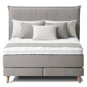 Lit boxspring Avellino I Tissu - Tissu Meara: Gris - 140 x 200cm - D2 souple