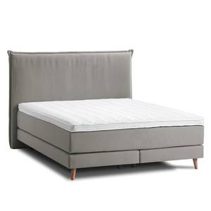 Lit boxspring Avellino I Tissu - Tissu Meara: Gris - 160 x 200cm - D2 souple