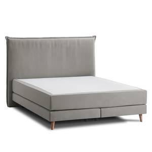 Lit boxspring Avellino I Tissu - Tissu Meara: Gris - 160 x 200cm - D2 souple