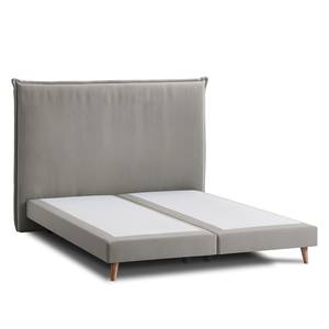 Lit boxspring Avellino I Tissu - Tissu Meara: Gris - 160 x 200cm - D2 souple