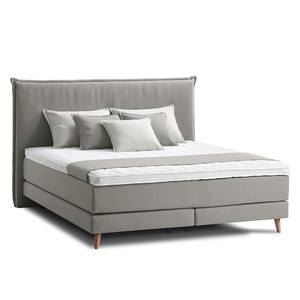 Lit boxspring Avellino I Tissu - Tissu Meara: Gris - 180 x 200cm - D2 souple