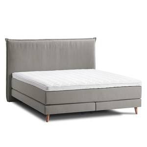 Boxspring Avellino I geweven stof - Geweven stof Meara: Grijs - 180 x 200cm - H2 zacht