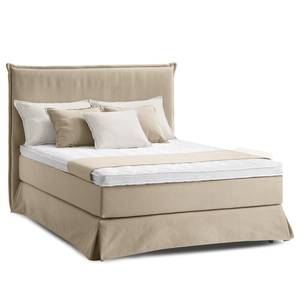 Lit boxspring Avellino II Tissu - Tissu Meara: Boue - 140 x 200cm - D2 souple