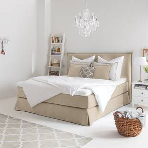 Lit boxspring Avellino II Tissu - Tissu Meara: Boue - 140 x 200cm - D2 souple