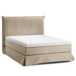 Lit boxspring Avellino II Tissu - Tissu Meara: Boue - 140 x 200cm - D2 souple