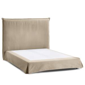 Lit boxspring Avellino II Tissu - Tissu Meara: Boue - 140 x 200cm - D2 souple