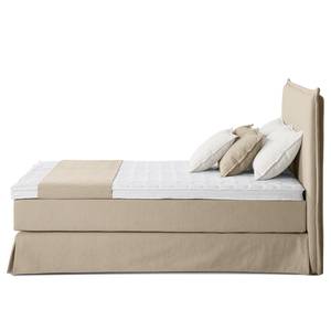 Lit boxspring Avellino II Tissu - Tissu Meara: Boue - 160 x 200cm - D2 souple