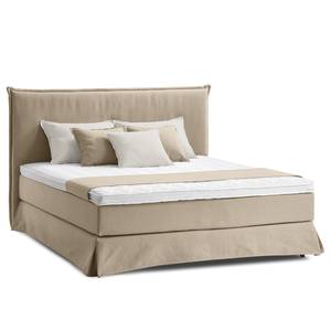 Lit boxspring Avellino II Tissu - Tissu Meara: Boue - 180 x 200cm - D2 souple