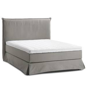 Boxspringbett AVELLINO mit Husse Webstoff - Webstoff Meara: Grau - 140 x 200cm - H2