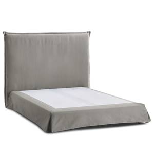 Lit boxspring Avellino II Tissu - Tissu Meara: Gris - 140 x 200cm - D2 souple