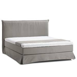 Lit boxspring Avellino II Tissu - Tissu Meara: Gris - 180 x 200cm - D2 souple