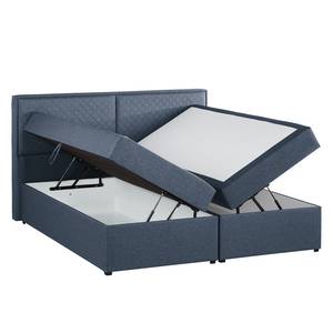 Gestoffeerd bed Asmara geweven stof - grijs - Jeansblauw - 180 x 200cm - Met hoofdeinde